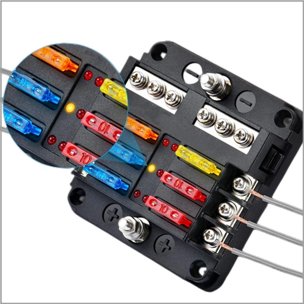 6 way marine fuse block with led1 6 way marine fuse block with led1