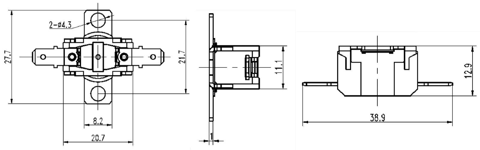 bimetallic250c280cthermostatksd309autoresetceramicbodyhightemperaturedimension bimetallic250c280cthermostatksd309autoresetceramicbodyhightemperaturedimension