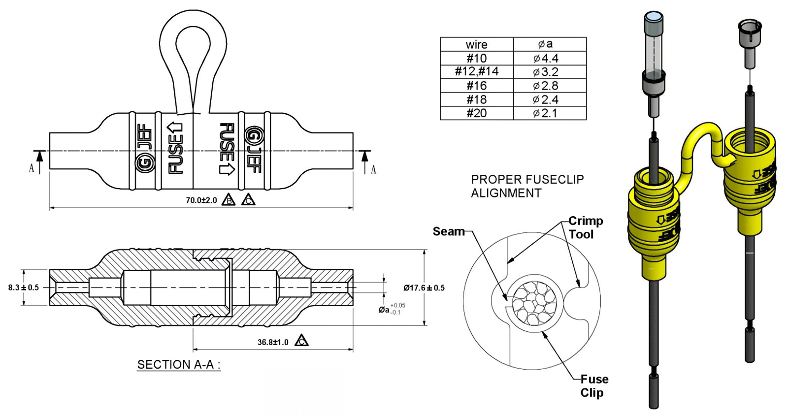Marine Waterproof Inline Tube Fuse Holder diemnsion Marine Waterproof Inline Tube Fuse Holder diemnsion