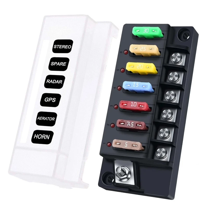 6-Way-Medium-Fuse-Box-Power-Distribution-Block-24V-1-in-6-Output-with-LED-Indicator-Light-Board-for-Car-Truck-RV-Boat-1 6-Way-Medium-Fuse-Box-Power-Distribution-Block-24V-1-in-6-Output-with-LED-Indicator-Light-Board-for-Car-Truck-RV-Boat-1