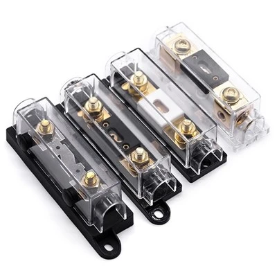 Gold ANL Bolt On Inline Fuse Holder Block 0 4 8 10 Gauge AWG